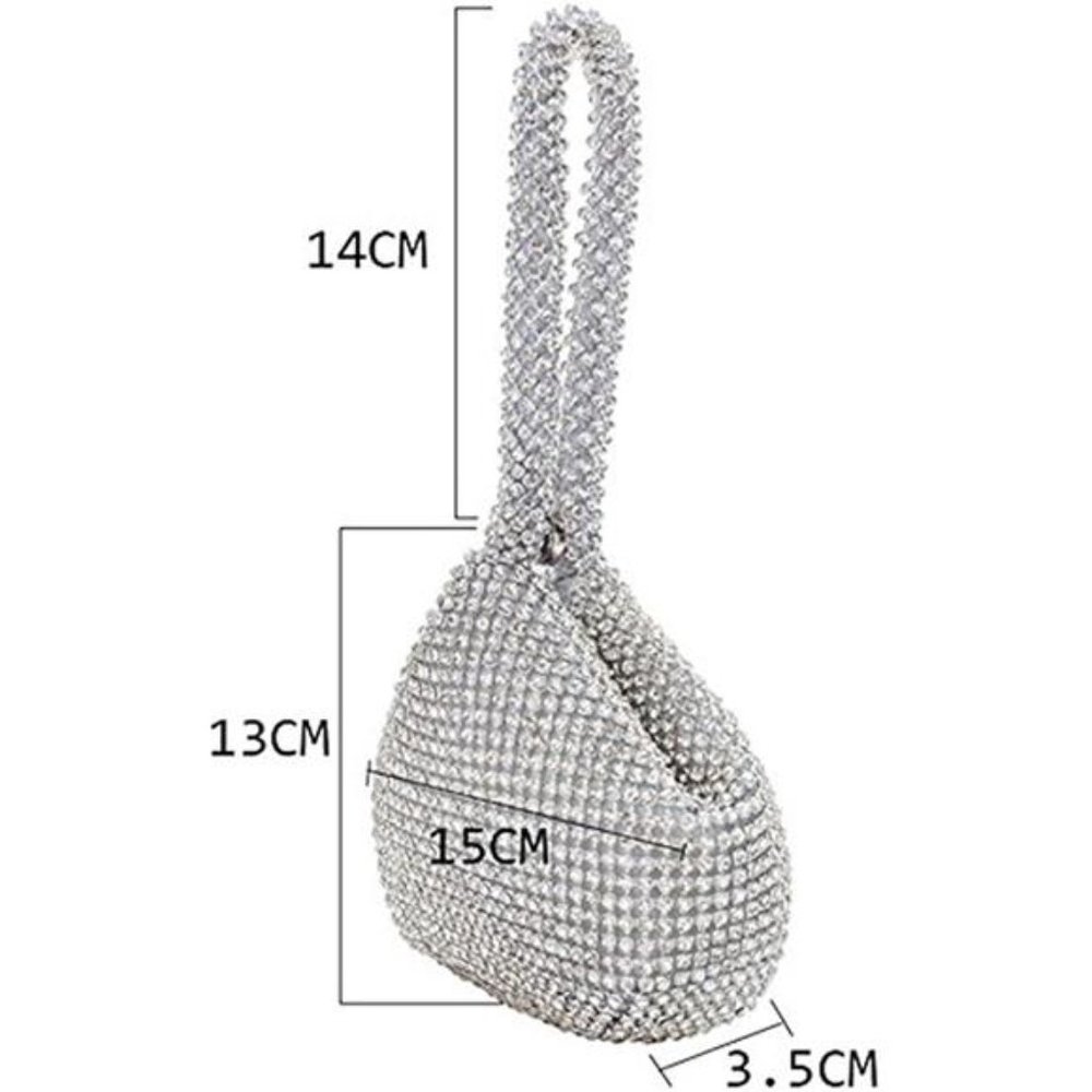 NEW With Tag Women's Triangle Glitter Purse Crown Box Clutch Evening Luxury Bag - Picture 3 of 6